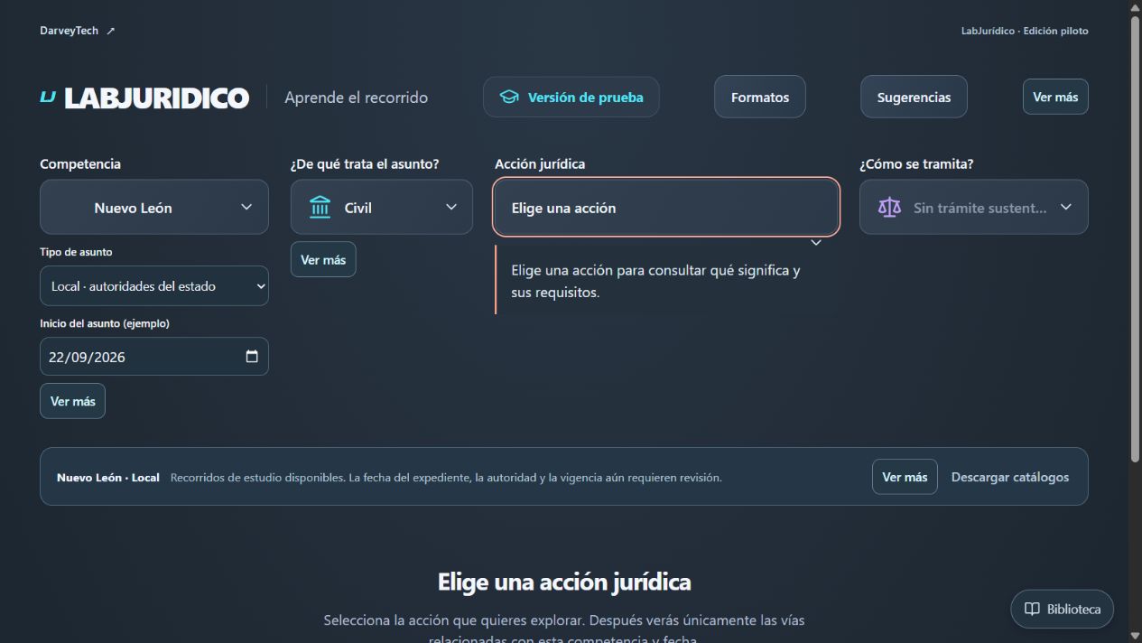 Vista real de la aplicación LabJurídico